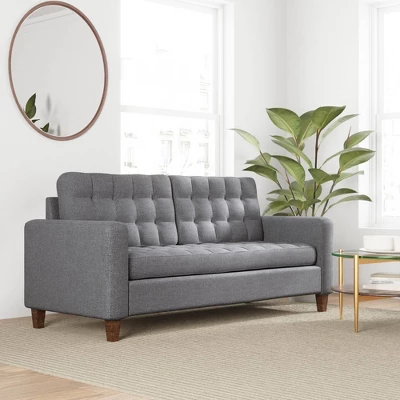 76” Brynn Upholstered Square Arm Sofa With Buttonless Tufting - Brookside Home - Image 13