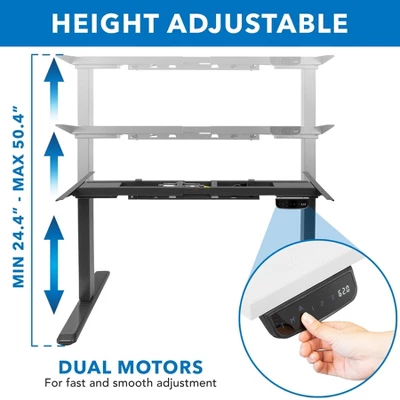 Mount-It! Dual Motor Electric Standing Desk Frame - Black - Image 8
