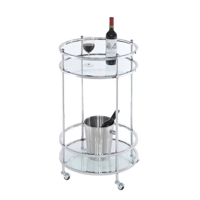 Royal Crest Bar Cart With Wheels Chrome - Breighton Home - Image 2
