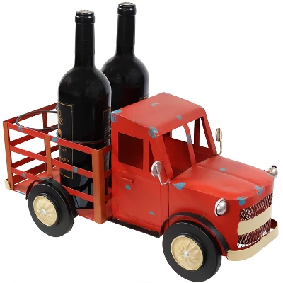 Sunnydaze Decor Sunnydaze Rustic Truck Metal Wine Rack - Red - Image 4