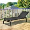 Costway Patio Lounge Chair Chaise Recliner Back Adjustable Garden Deck BrownBlack
