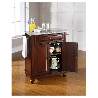 Cambridge Solid Granite Top Portable Kitchen Island - Vintage Mahogany - Crosley - Image 2