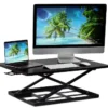 Mount-It! Standing Desk Converter, Height Adjustable Sit Stand Desk, 32x22 Inch Preassembled Stand Up Desk Converter, Ultra Low Profile Design, Black