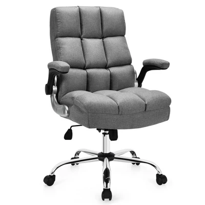 Costway High Back Big & Tall Office Chair Adjustable Swivel W/Flip-up Arm - Image 11