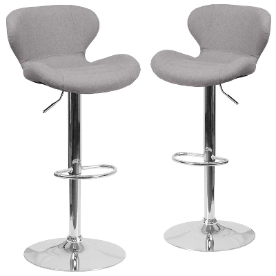 Emma And Oliver 2 Pack Contemporary Vinyl Adjustable Height Barstool With Curved Back And Chrome Base - Image 13