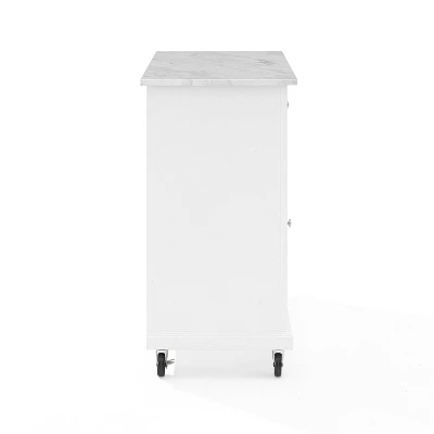 Avery Kitchen Island/Cart Distressed White/White Marble - Crosley - Image 15