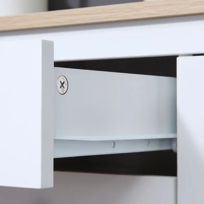 HOMCOM Buffet Cabinet, Rustic Sideboard With 9-bottle Wine Rack, Storage Cabinets, Drawers And Adjustable Shelves For Living Room, Kitchen - Image 5