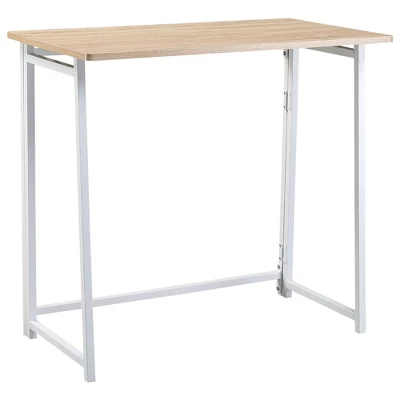 HOMCOM Writing Desk, 31.5" Folding Table For Small Space, Computer Desk With Metal Frame, Space-Saving Workstation For Home Office - Image 3