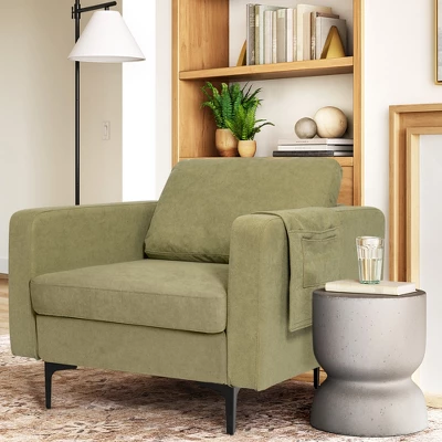 Costway Set Of 2 Fabric Accent Armchair Single Sofa W/ Side Storage Pocket - Image 2