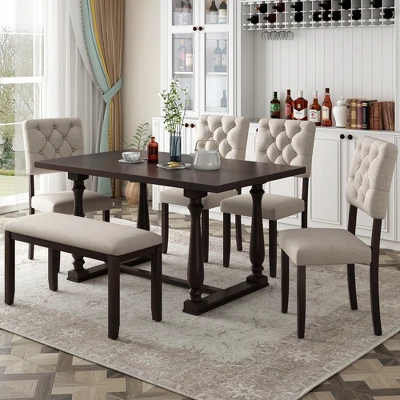 6-Piece Dining Table And Chair Set With Special-Shaped Legs And Foam-covered Seat - ModernLuxe - Image 12