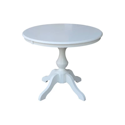 36" Round Extension Dining Table With 4 Emily Ladderback Chairs White - International Concepts - Image 2