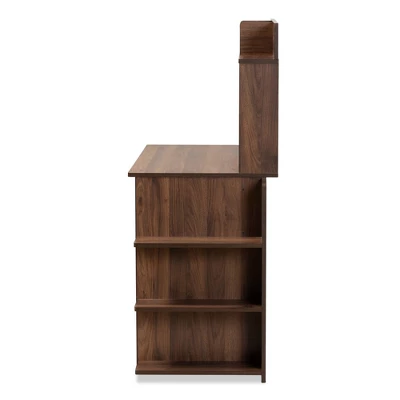 Garnet Wood Desk With Shelves Walnut/Brown - Baxton Studio - Image 2