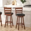Merrick Lane 30" Classic Wooden Ladderback Swivel Bar Height Stool With Upholstered Padded Seat And Integrated Footrest