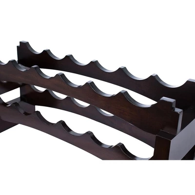 BIRDROCK HOME Stackable Wood Bottle Rack - 2 Wooden Wave Bars - Set Of 2-12 Bottle - Espresso