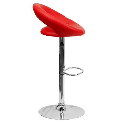 Emma And Oliver Rounded Orbit-Style Back Vinyl Swivel Adjustable Height Barstool - Image 3