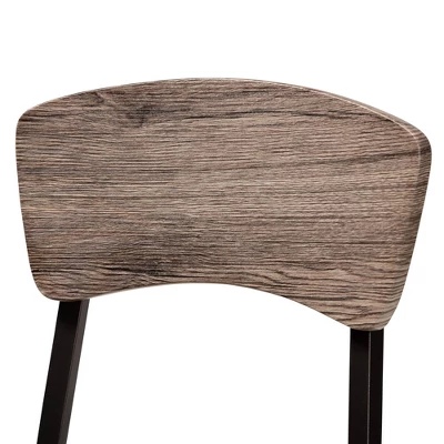 5pc Marcus Metal And Rustic Oak Finished Wood Dining Set Black/Oak - Baxton Studio - Image 3