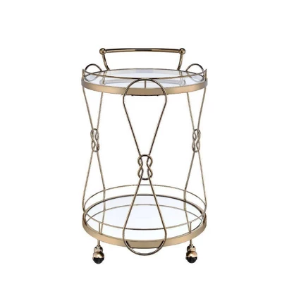 25" Zekera Serving Cart Champagne - Acme Furniture