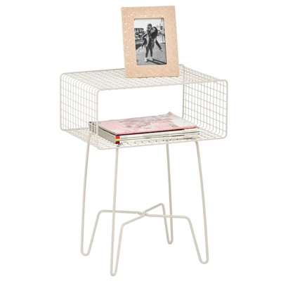 MDesign Modern Farmhouse Home Decor End Table, Wire Grid Storage Shelf - Image 12