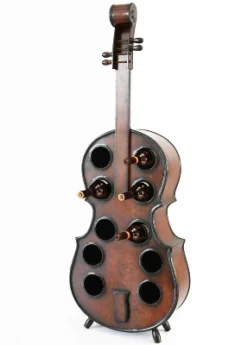 Vintiquewise Decorative 10 Bottle Wooden Cello Shaped Wine Rack 53" Inch Floor Violin