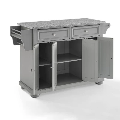 Alexandria Kitchen Island With Solid Granite Top Vintage Gray - Crosley - Image 2