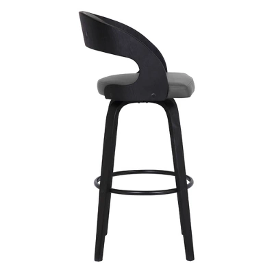 30" Shelly Contemporary Barstool Black/Gray - Armen Living - Image 2