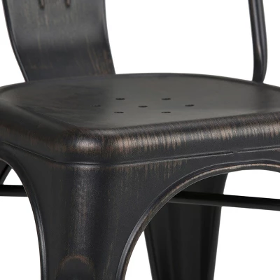 Set Of 2 Freya Metal Dining Side Chair Distressed Black/Copper - WyndenHall - Image 3