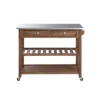Sonoma Kitchen Cart With Stainless Steel Top Wire Brush Barnwood Brown - Boraam