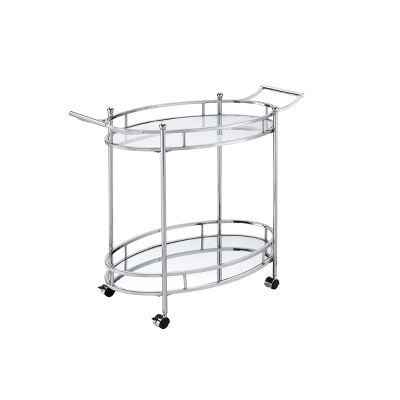 37" Jinx Clear Glass Serving Cart Chrome Finish - Acme Furniture - Image 2
