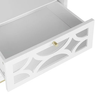 Averina 2 Drawers 45° Splicing White Mirror Front Nightstand With Storage - The Pop Maison - Image 6