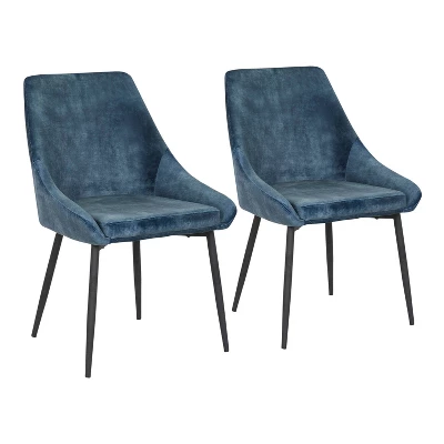 Set Of 2 Diana Contemporary Dining Chairs Metal And Velvet - LumiSource - Image 11