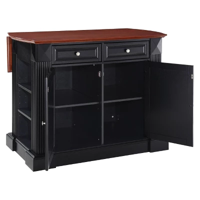 Drop Leaf Breakfast Bar Top Kitchen Island - Black - Crosley - Image 2