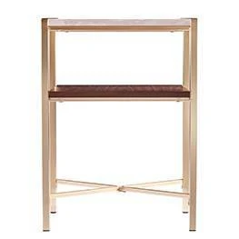 Amelia Square Faux Marble End Table With Storage Brass - Aiden Lane - Image 2