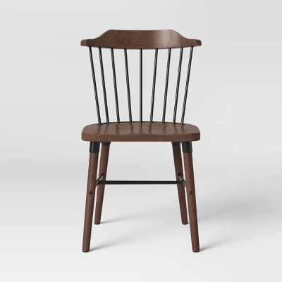 Delway Curved Back Mixed Material Dining Chair Walnut - Threshold™ - Image 2