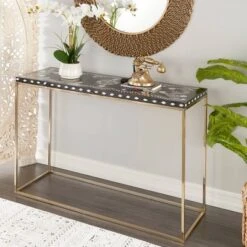 Eclectic Wood Console Table Gold - Olivia & May