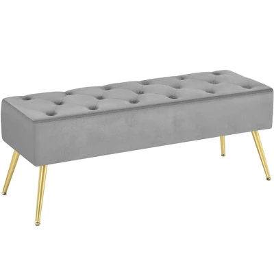Yaheetech Modern Upholstered Button-Tufted Ottoman Footstool Bench For Bedroom - Image 9