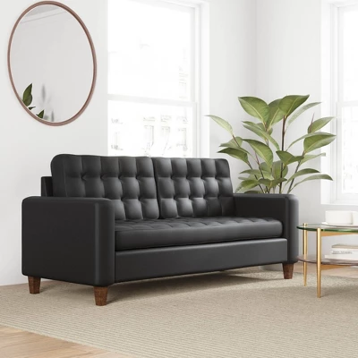 76” Brynn Upholstered Square Arm Sofa With Buttonless Tufting - Brookside Home - Image 14