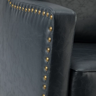 Set Of 2 Bonita Transitional Vegan Leather Armchair With Removable Seat Cushion And Nailhead Trims | ARTFUL LIVING DESIGN - Image 5