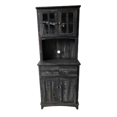 Home Source Microwave Stand With Top And Bottom Cabinets - Image 3