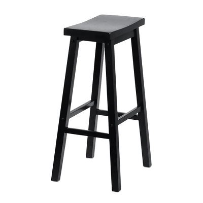 PJ Wood Classic Saddle-Seat 29" Tall Kitchen Counter Stools For Homes, Dining Spaces, And Bars With Backless Seats And 4 Square Legs, Black (4 Pack) - Image 2