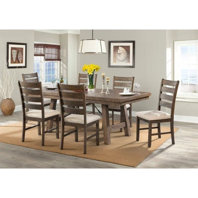 Dex Ladder Back Side Chair Set Walnut Brown /Cream Upholstery - Picket House Furnishings - Image 3