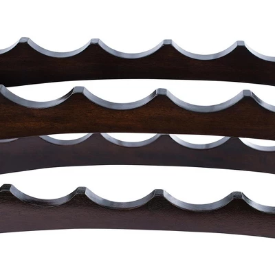 BIRDROCK HOME Stackable Wood Bottle Rack - 2 Wooden Wave Bars - Set Of 2-12 Bottle - Espresso - Image 3