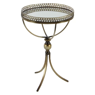 Metal And Glass Round Pedestal Table Gold - Olivia & May - Image 2