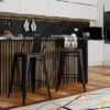 Set Of 2 30" Josephine Metal/Wood Counter Height Barstools Black - WyndenHall