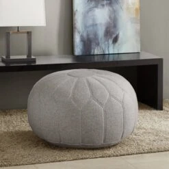 Avery Round Pouf Ottoman Gray