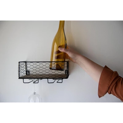 Two Bottle Black Wire Metal Wall Mount Wine Rack - Foreside Home & Garden - Image 7