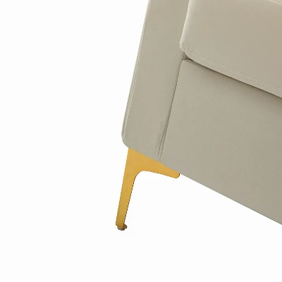 Iapygia Contemporary Tufted Wooden Upholstered Club Chair With Metal Legs For Bedroom And Living Room Club Chair | ARTFUL LIVING DESIGN - Image 8