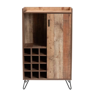 Mathis Wood And Wine Cabinet Brown/Gold - Baxton Studio - Image 3
