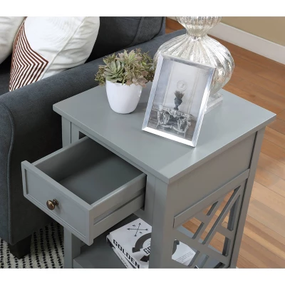 Middlebury Wood End Table With Drawer And Shelf Gray - Alaterre Furniture - Image 5