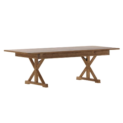 Emma And Oliver 8' X 40" Rectangular Solid Pine Folding Farm Table With Crisscross Legs - Image 14