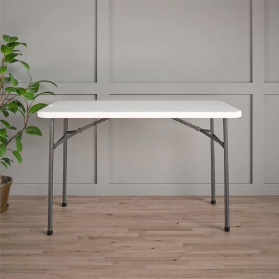 4' Straight Folding Multi-Purpose Utility Table White - Room & Joy - Image 4
